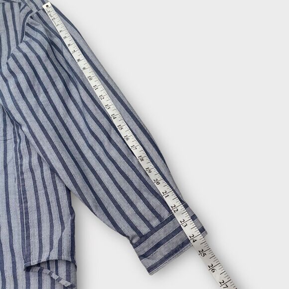 VINTAGE 70s Levis Shirt Mens Extra Large Blue Striped Silver Label Big E Western - Picture 12 of 16